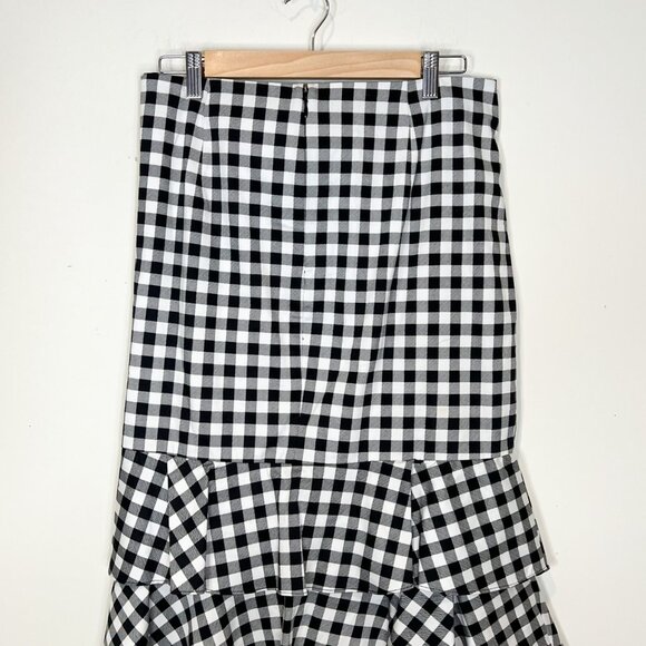 New York & Company Skirt L Black White Gingham Print Mermaid Midi Size 12 - Picture 4 of 10